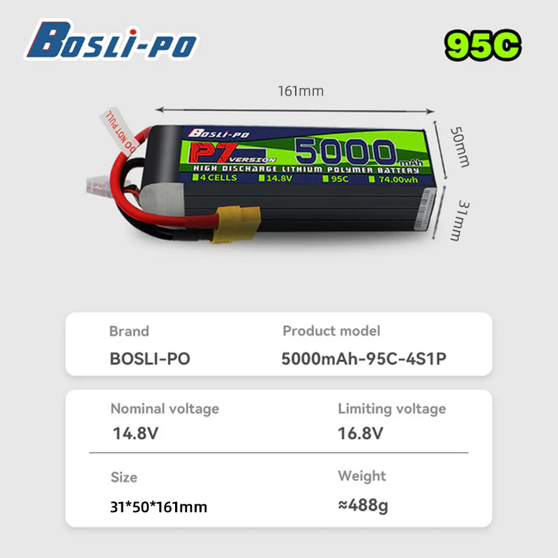 Boslipo P7 Version 5000mAh 95C - đánh giá và giá Drone Battery 6S