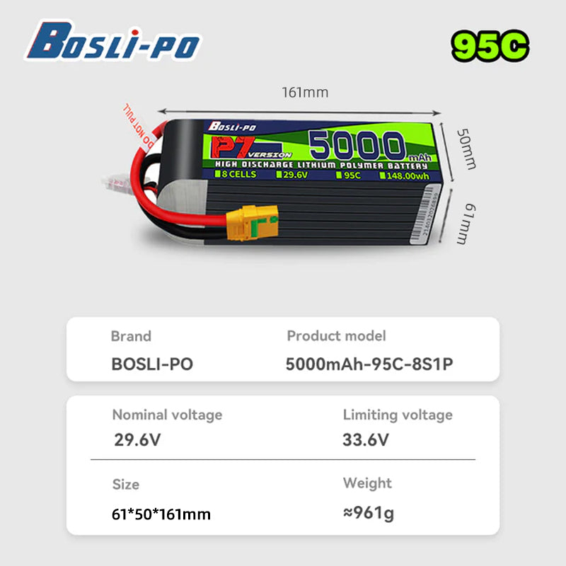 Boslipo P7 Version 5000mAh 95C - đánh giá và giá Drone Battery 6S