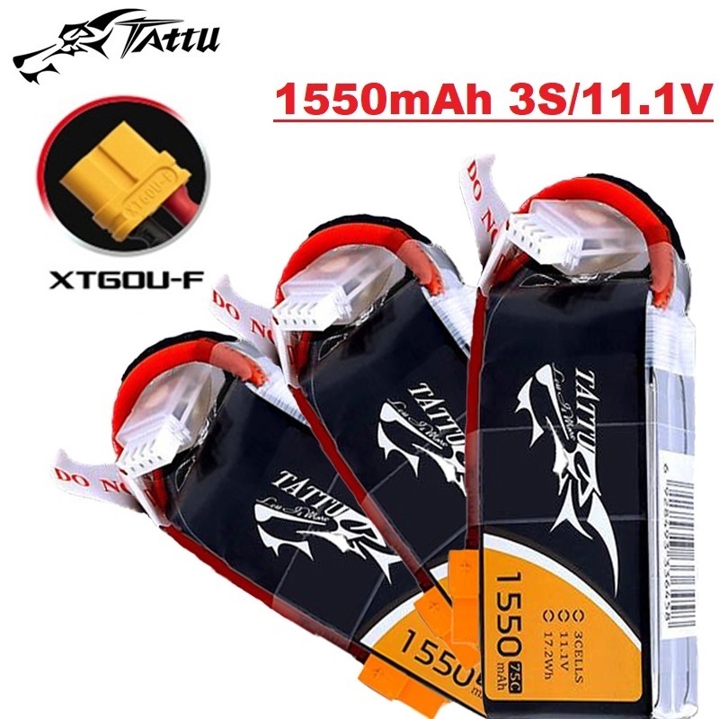 TATTU 3S 11.1V 1550mAh 75C LiP - đánh giá và giá Drone Battery Li-Ion